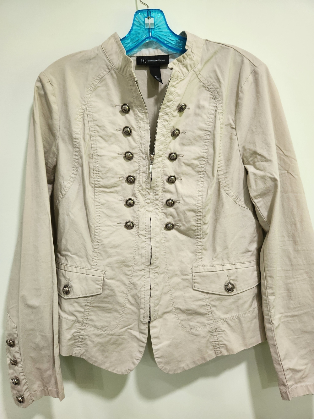 INC International Concepts Light Cream Military-Style Blazer
